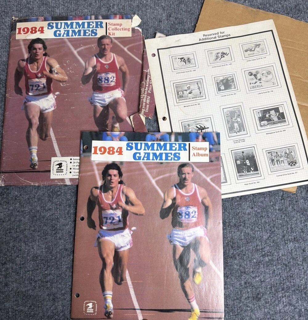 1984 Summer Games Olympic Stamp Collecting Kit Vintage USPS
